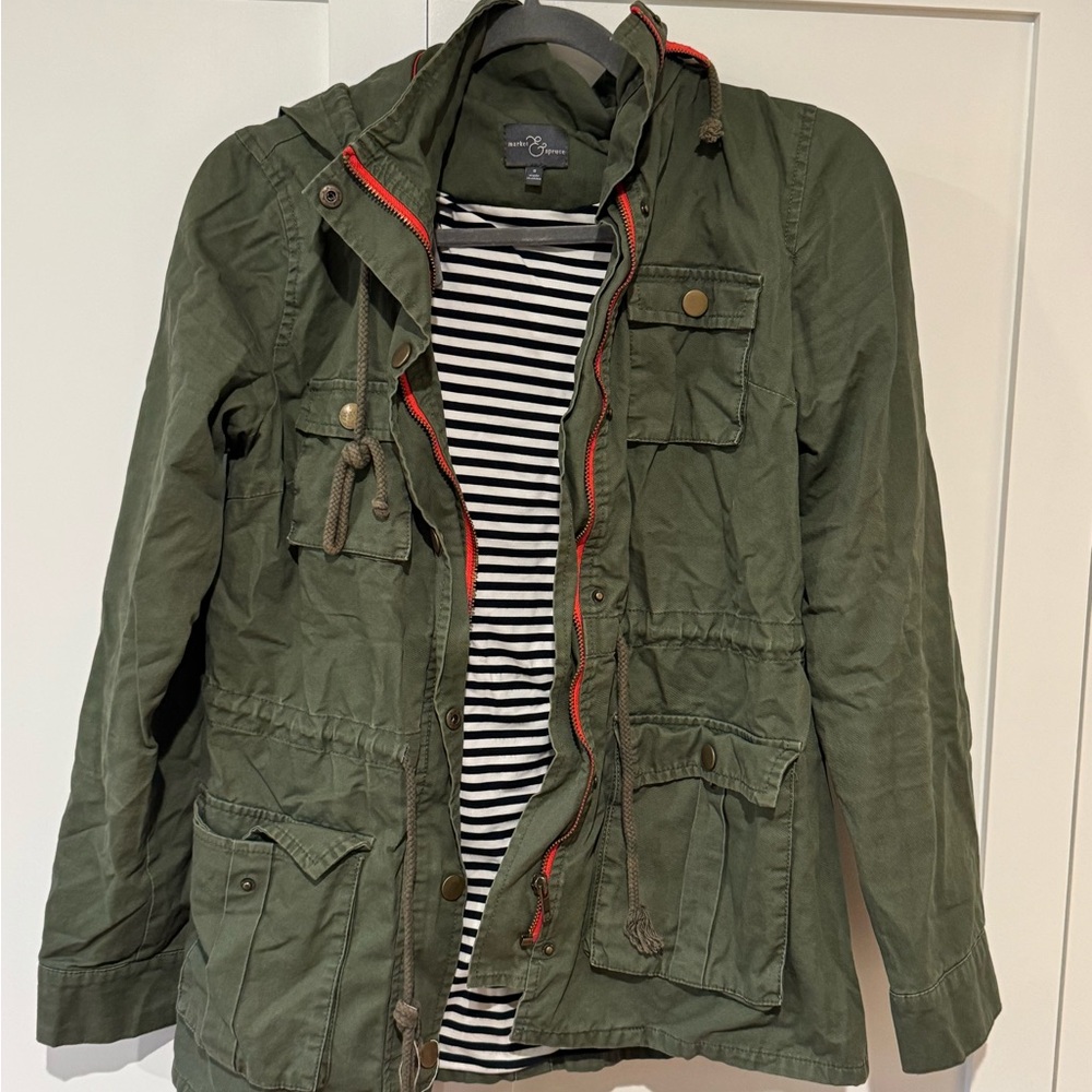 Market & Spruce Olive Jacket with Black Stripes